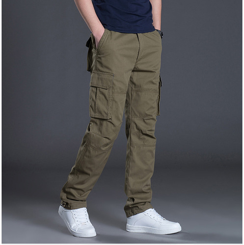 Spring and Autumn/Winter Multi-Pocket Work Pants for Men - Loose Plus Size Outdoor Sports Long Pants - Pure Cotton Workwear Casual Pants