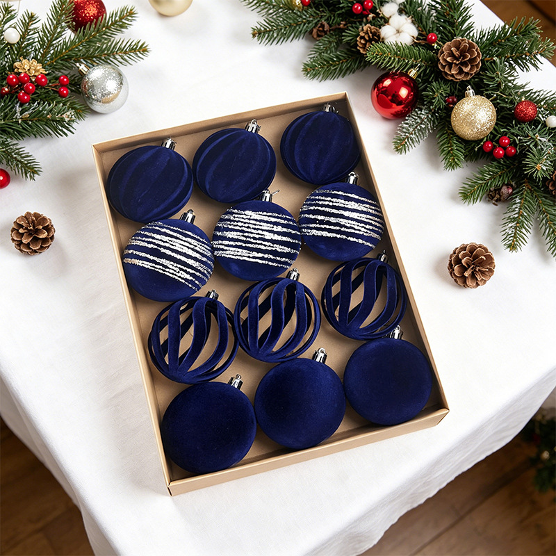 Bolas de Navidad flocado bolas de Navidad bolas de decoración de Navidad 8cm bolas de Navidad decoración de árbol de Navidad colgante decoración de Navidad image 3