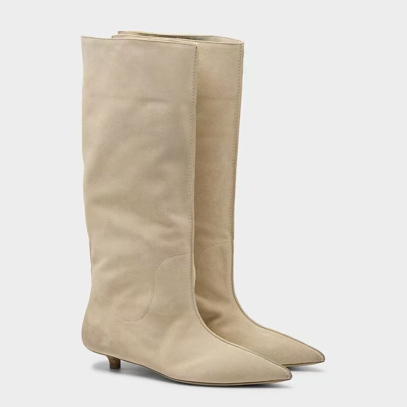 2026 New European and American Style Cat Heel Extra Wide Shaft Design Knee-High Slip-On Long Boots 2026 New European and American Style Cat Heel Extra Wide Shaft Design Knee-High Slip-On Long Boots