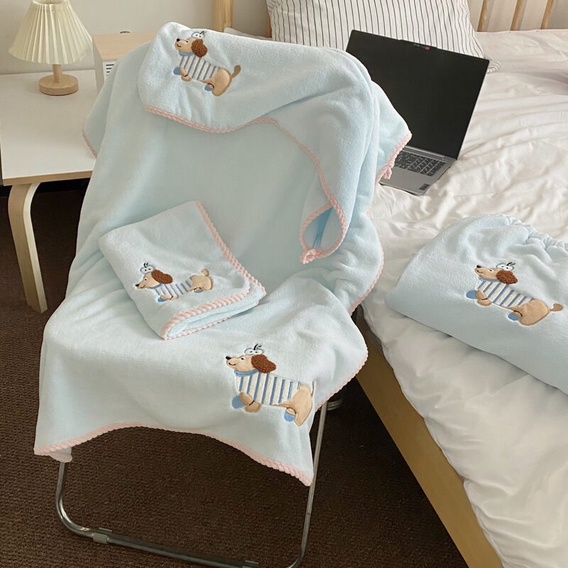 Cute Cartoon Apple Dachshund Dog Household Towel Bath Towel suit Student Dormitory Coral Fleece Skin-friendly Quick-drying Cute Cartoon Apple Dachshund Dog Household Towel Bath Towel suit Student Dormitory Coral Fleece Skin-friendly Quick-drying