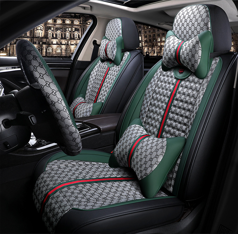 Cross-Border Car Seat Cover, Universal for All Seasons, Fully Enclosed Universal Cushion Cover, Comfortable and Breathable Car Interior Cushion Seat Cover