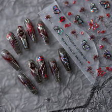 新工艺铁卡通ins暗黑龙款立体美甲贴背胶指玻璃碎甲贴饰品M232