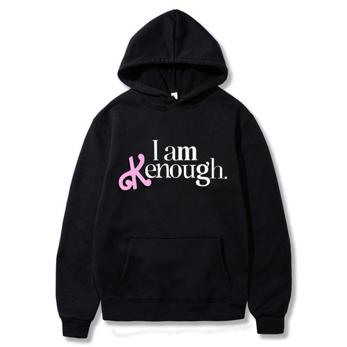 I Am Kenough Letter Print Hooded Sweatshirt for Men and Women