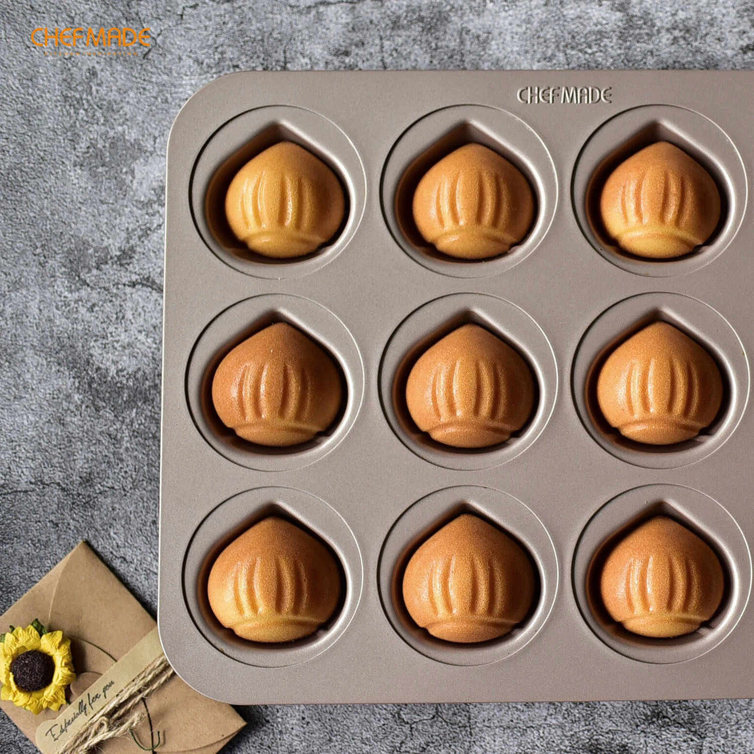 Форма Learning Kitchen золотая на 12 кексов для выпечки каштанов, хлеба и пудинга, форма для выпечки