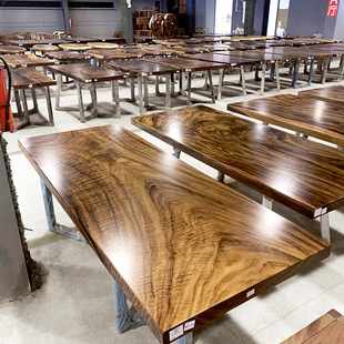 South American Black Walnut Large Board Tea Table Office Desk Solid Wood Book Dining Table Ebony Wood Log Whole Board Table Simple Coffee Table