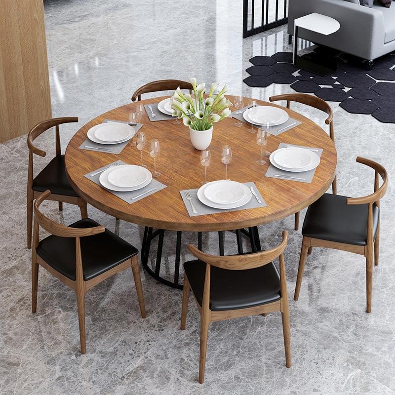 Hotpot industrial mesa de comedor de madera sólida mesa de comedor de madera nórdica mesa de comedor de hierro forjado mesa de comedor caja de comedor mesa de comedor redonda
