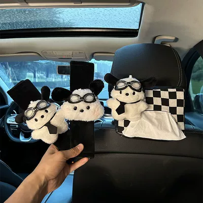 Car Paper Bag, In-Car Hanging Car tissue box/set - tie-pacha-dog-tissue-box-cover-black-plush-shoulder-pad-set-pair