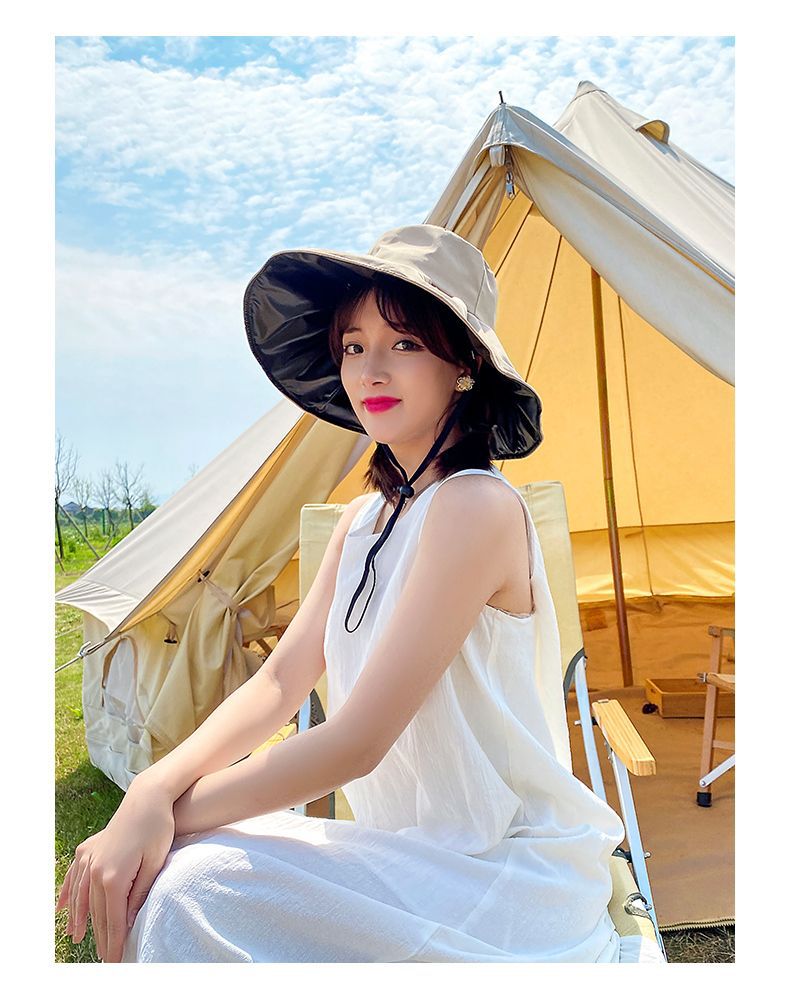 Summer UV resistant women s black rubber new versatile sunscreen western style face covering fisherman travel sun_voghion.com