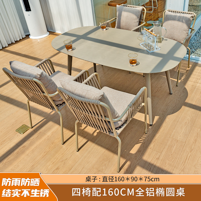 Al Aire Libre mesa y silla patio anticorrosión de madera jardín al aire libre cafetería al aire libre de madera de plástico tabla larga combinación fábrica de Ventas Directas