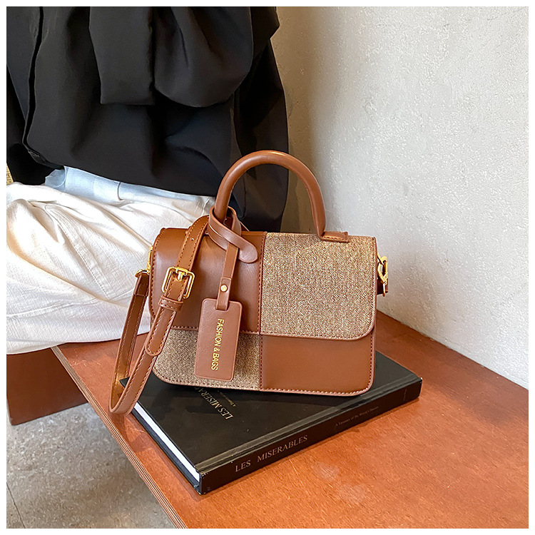 Maillard Splicing Handbag for Women 2024 New Style, with Unique Texture and a Stylish Crossbody Bag Design_voghion.com
