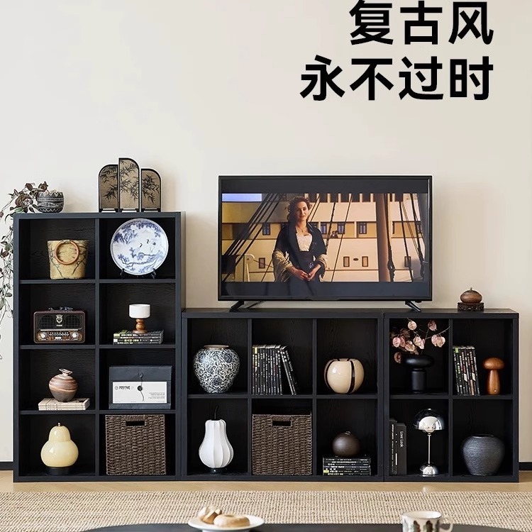 实木芯书架落地置物柜格子柜客厅一体靠墙书柜家用收纳自由组合柜|undefined
