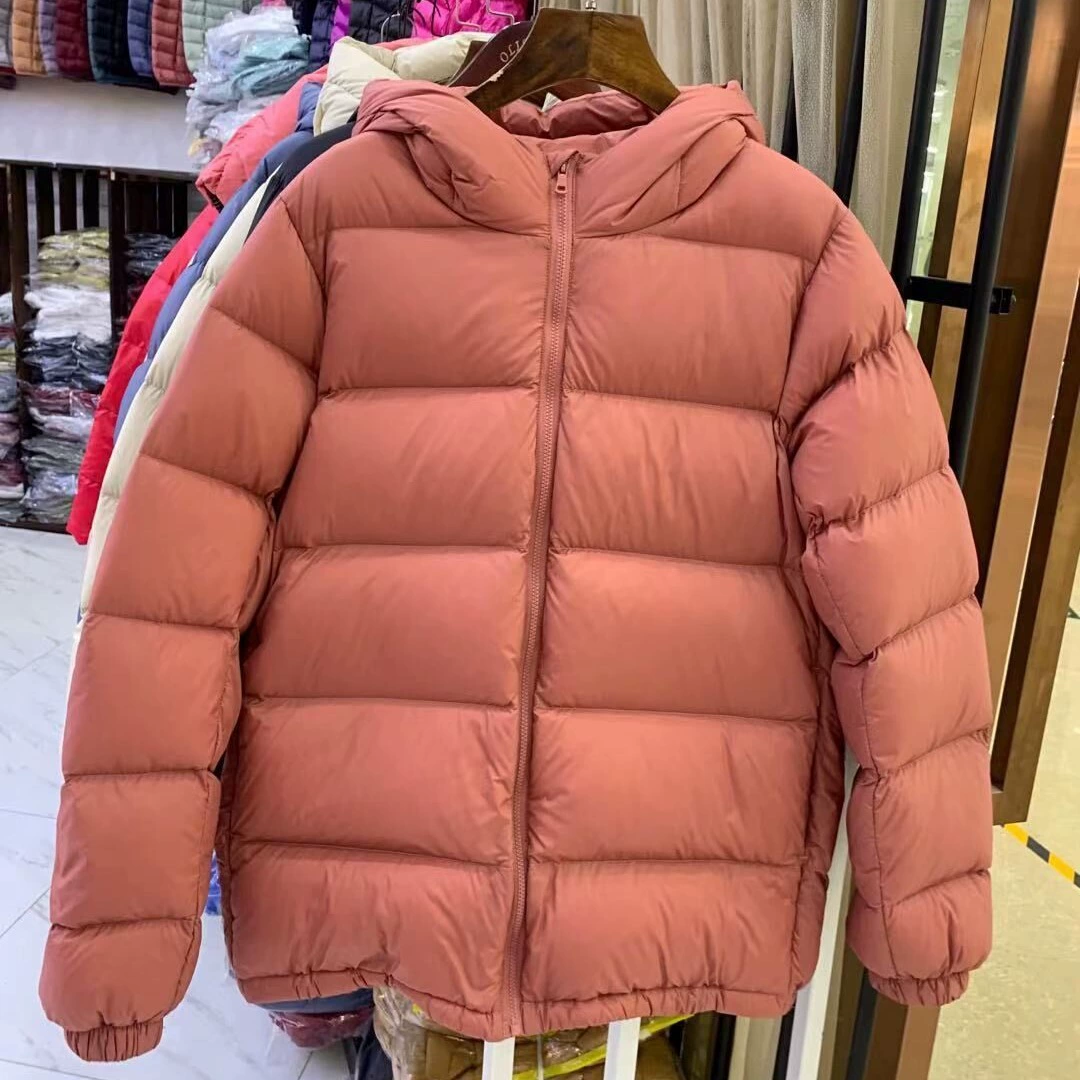 Пуховик женский с капюшоном Pinghu 2025, утепленный, 90% белый утиный пух, цельный, оптом, для семейных комплектов