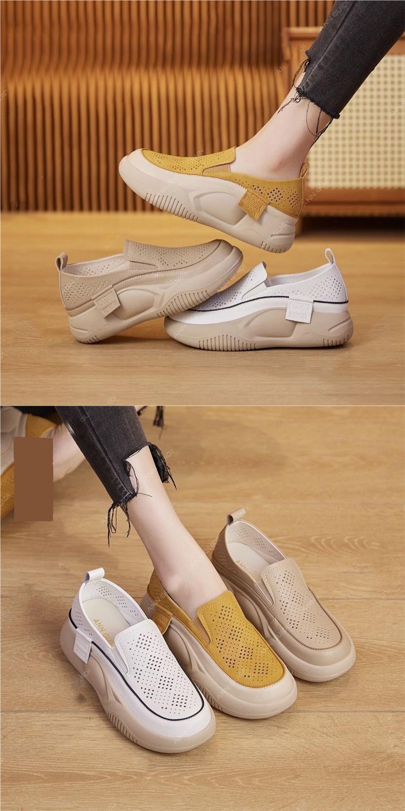 New platform shoes hollow shoes hole casual shoes women's soft sole single shoes one pedal lazy shoes_voghion.com