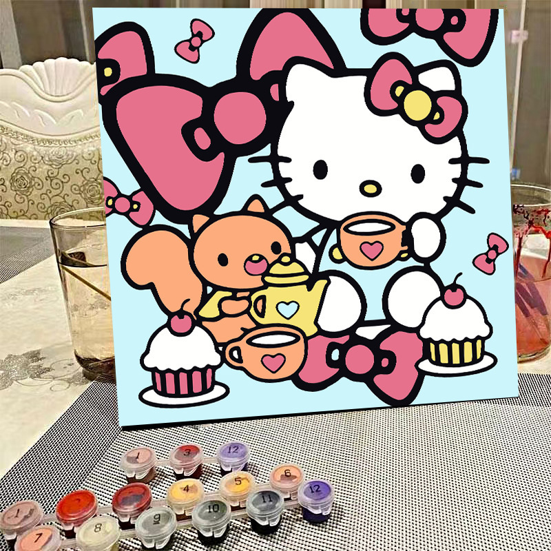 デジタル油絵diyの塗り絵の子供は漫画のアニメを埋めて色を塗ります。|undefined
