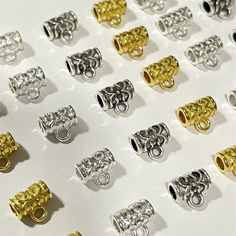 Alloy Ancient Style Xizang Silver Pattern Three-Way Separated Beads Hanging Head Jewelry Accessories DIY Bracelet Braided Beading Material