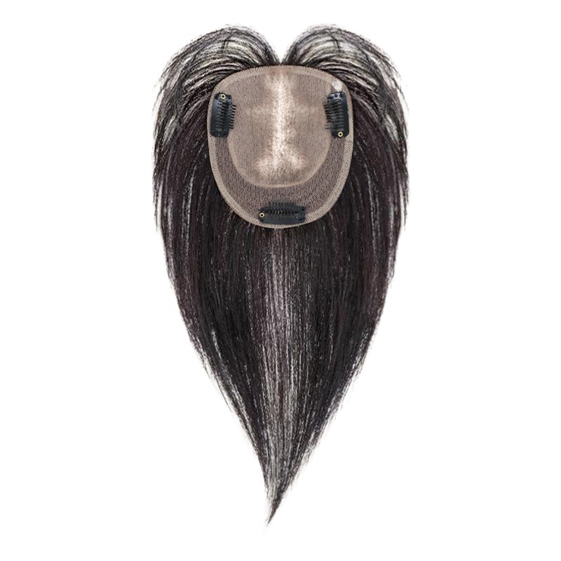 Liquidación de fábrica imitación entrega pin peluca pieza de reemplazo de cabello cabeza femenina cubierta de extensión de cabello pieza de Peluca de pelo blanco pelo real flequillo falso estilo francés