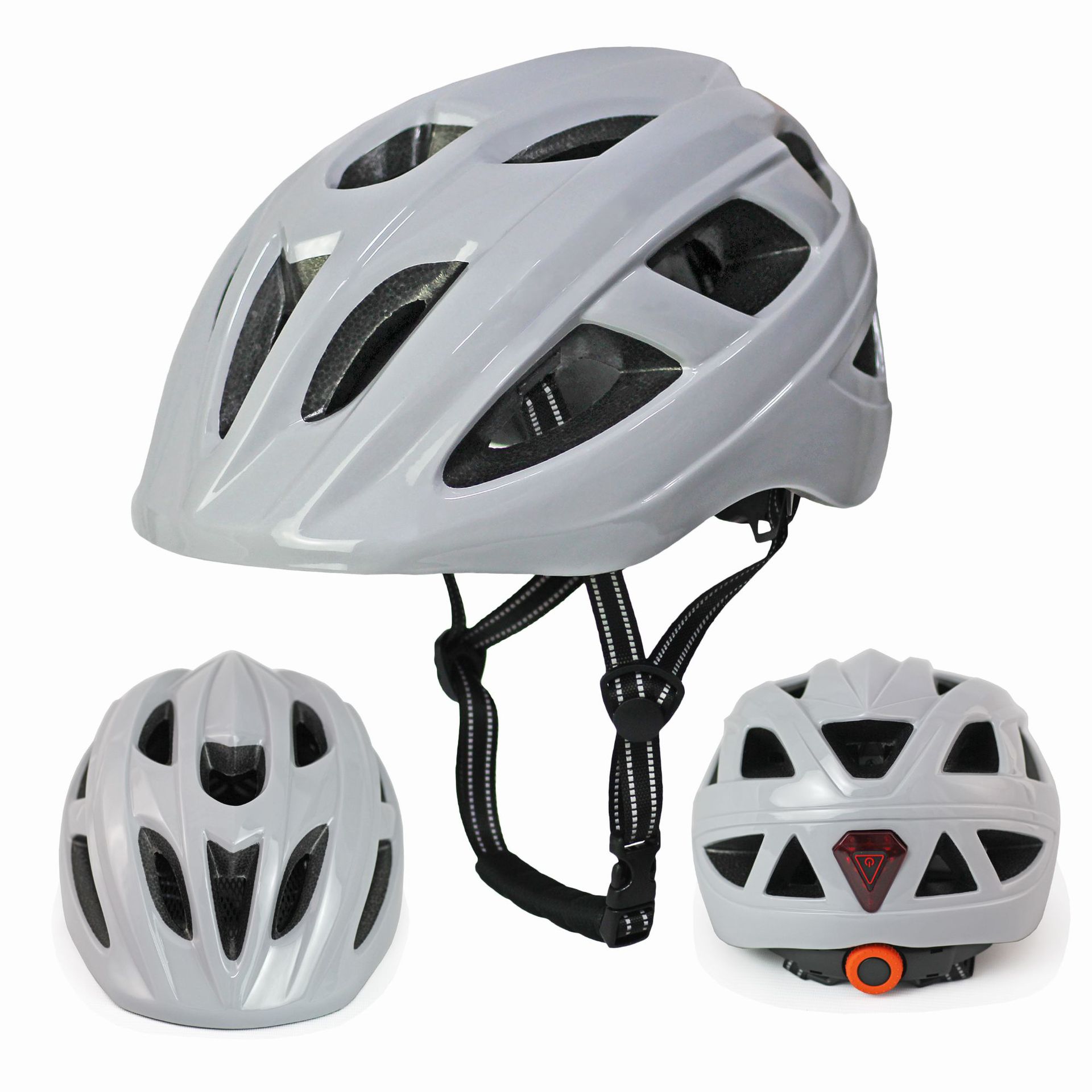 Ventas en caliente de espejo para aumentar la circunferencia de la cabeza 63 conducir para llevar casco de seguridad recargable luz trasera de viaje nocturno flash