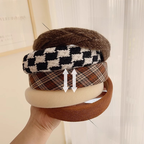 Vintage Women's  New High Crown Top Wide Brim Headband Outdoors Versatile Anti-Slip Hair Pin Head Accessory