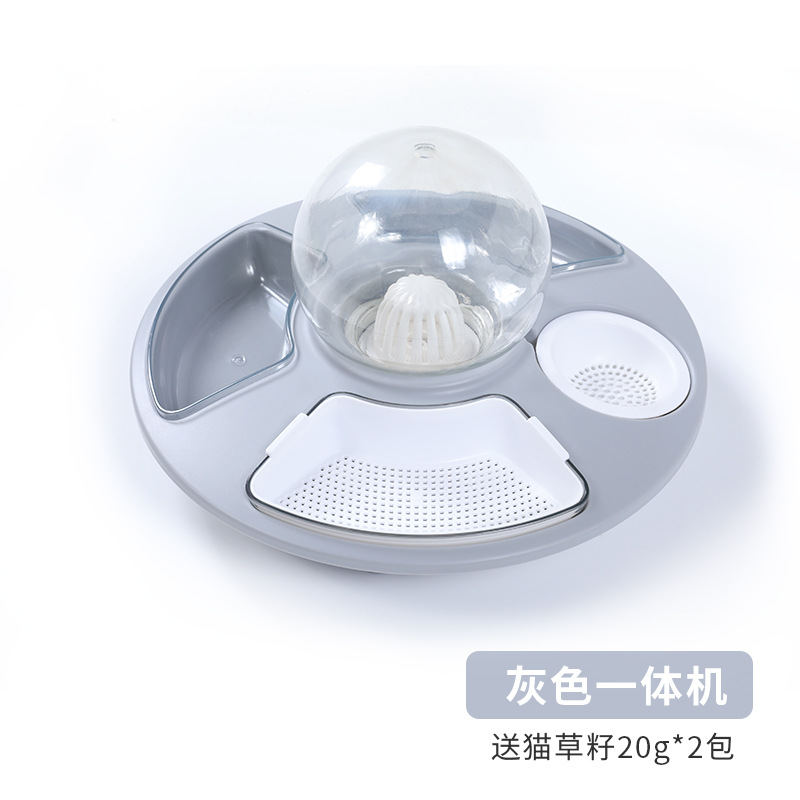 Multi-Función de alimentador de gato automático beber Pet Bowl gato hierba cuenca antidetonantes vajilla gato tazón de arroz tazón de agua