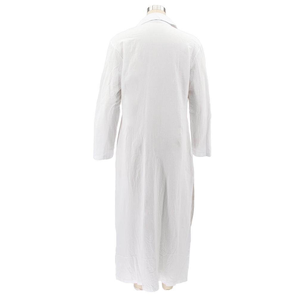 Fall Women Clothing Square Collar Dress French Cotton Linen Women Clothing Dress