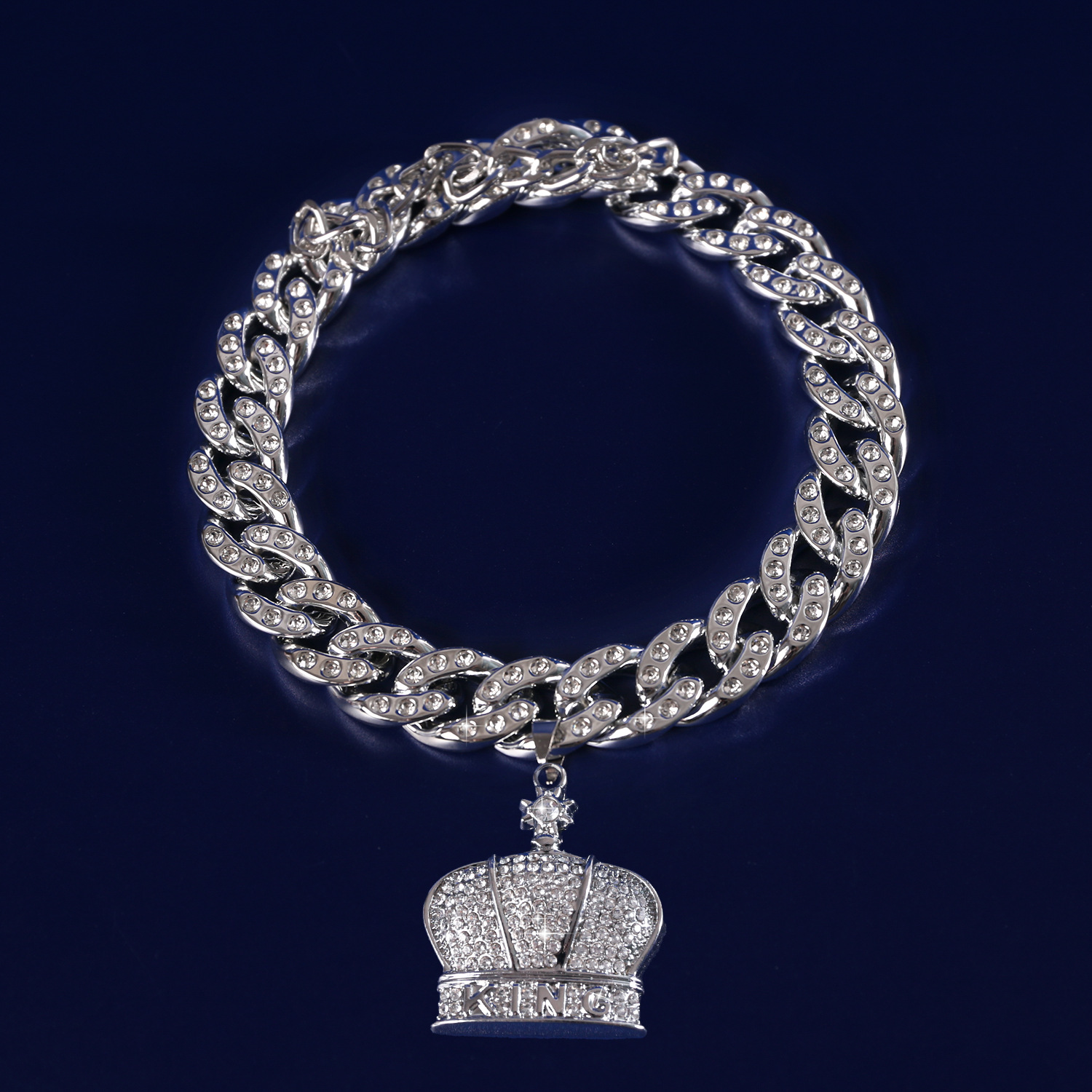 Comercio exterior mascotas collar de diamantes cubano ajustable dólar corona KING collar de lucha hip-hop gato perro