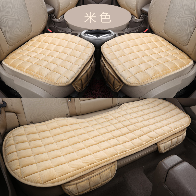 国境を越えたWISH冬用車用ぬいぐるみ3点セット、滑り止め、一体型、背もたれなし、市松模様、結ばない、工場直販|undefined