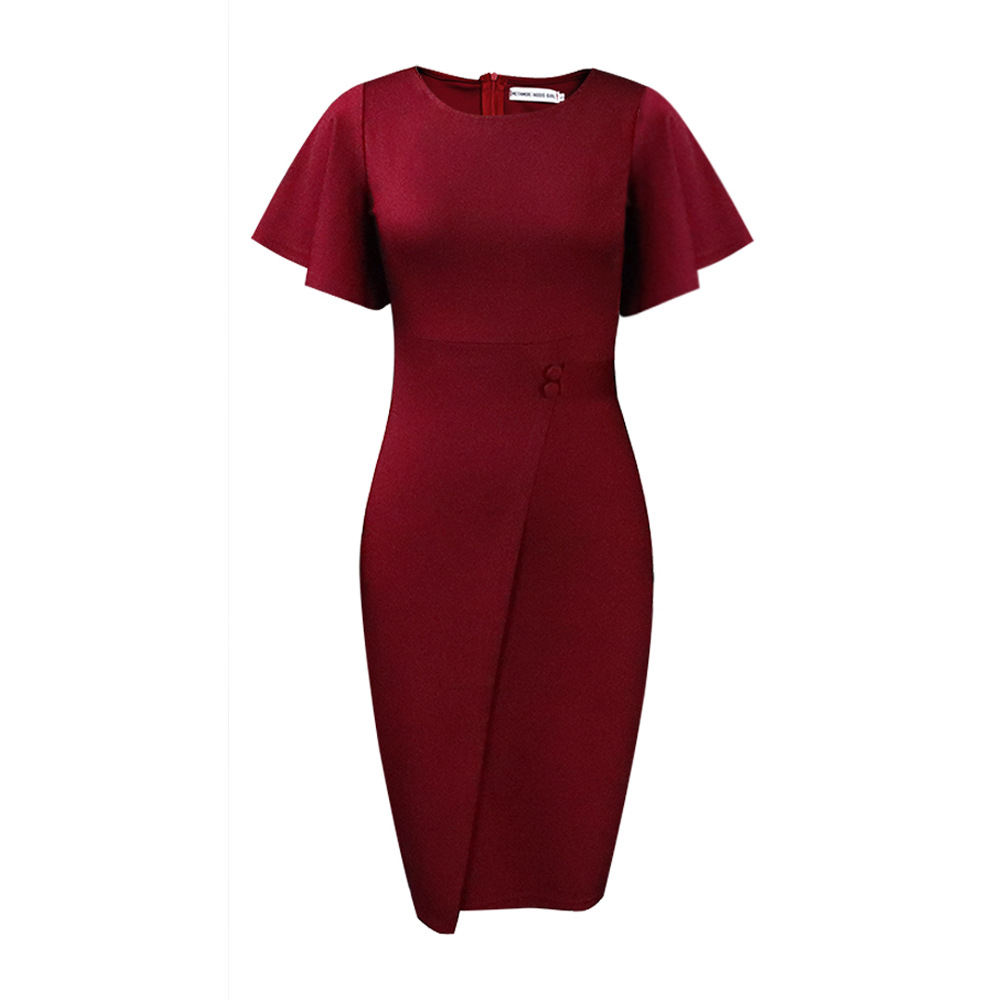 Plus Size Womens Pencil Skirt Elegant Ruffle Sleeve Bodycon Fit Fashionable for Office Wear Wholesale Available