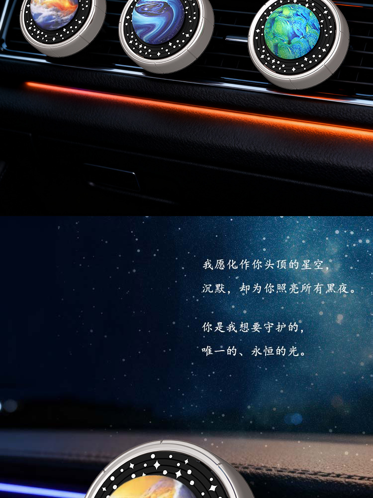 Planet-Shaped Car Air Freshener with Rotating Design for Car Air Vents, High-End Perfume Ornament for Air Conditioning Vents