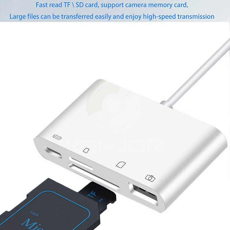 Aplicable a Apple OTG lector de tarjetas SD/TFiPhone iPad adaptador de Cuatro en Uno OTG función de carga