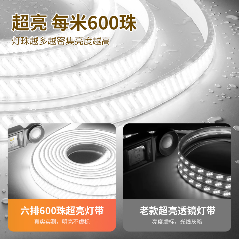 ♔♔特亮强光led白色灯带户外防水亮化软灯条超亮白光2025年新款2