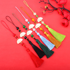 White fan with tassels, ancient style Hanfu tassels, cloud fan, round fan, mobile phone pendant, accessories, fan with tassels