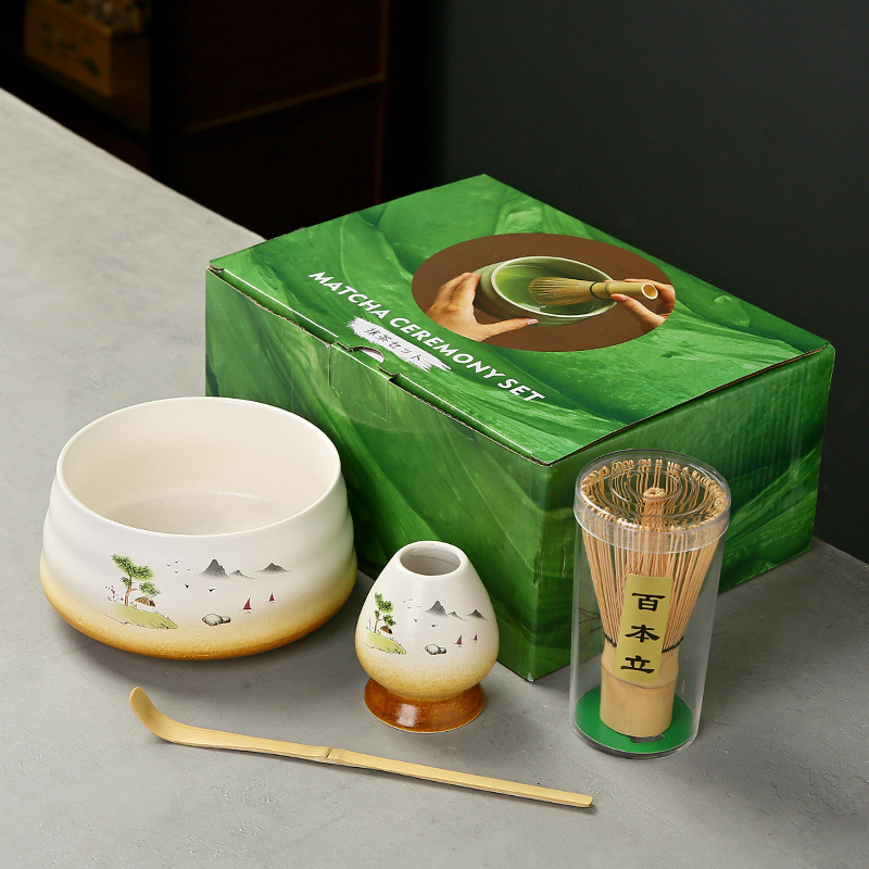 抹茶茶碗日本式抹茶宋代点茶道具陶磁器茶碗カップミキサー抹茶ブラシ茶コップセット|undefined