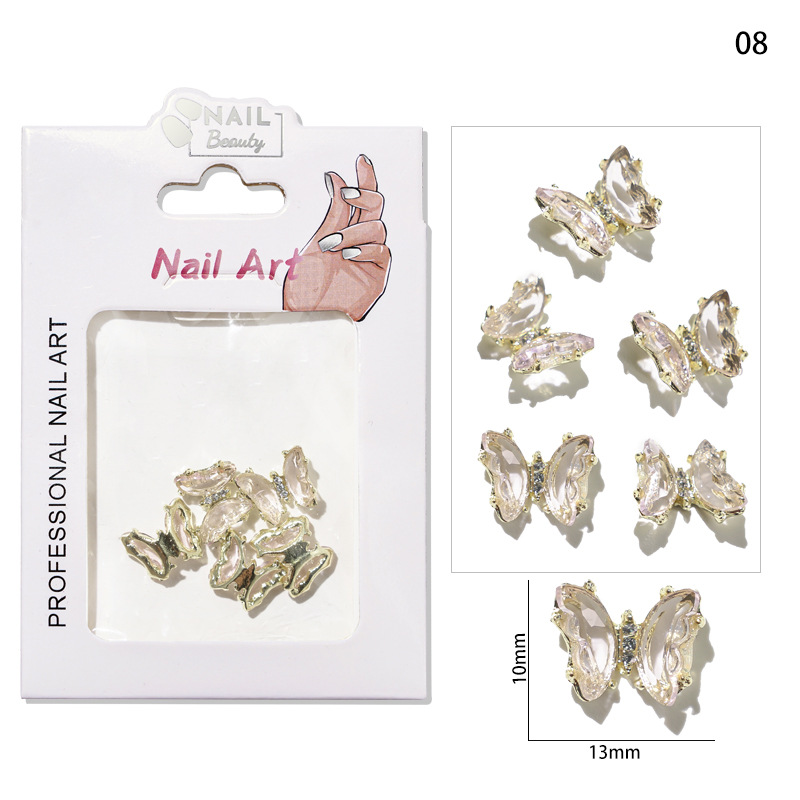 Accesorios de mariposa de uñas aurora uñas joyas de metal accesorios de uñas joyas de diamantes de imitación de uñas joyas pequeñas