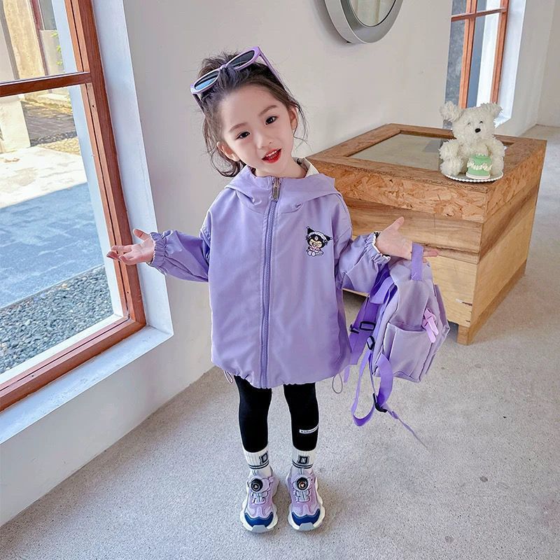 Niña Kullomi vestir primavera y otoño 2025 nuevo estilo de niños encantador de doble cara con abrigo con capuz