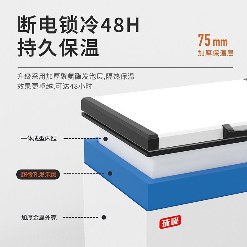 商用大冰柜大容量卧式冷藏冷冻冰箱速冻单温冰柜冷柜全铜管