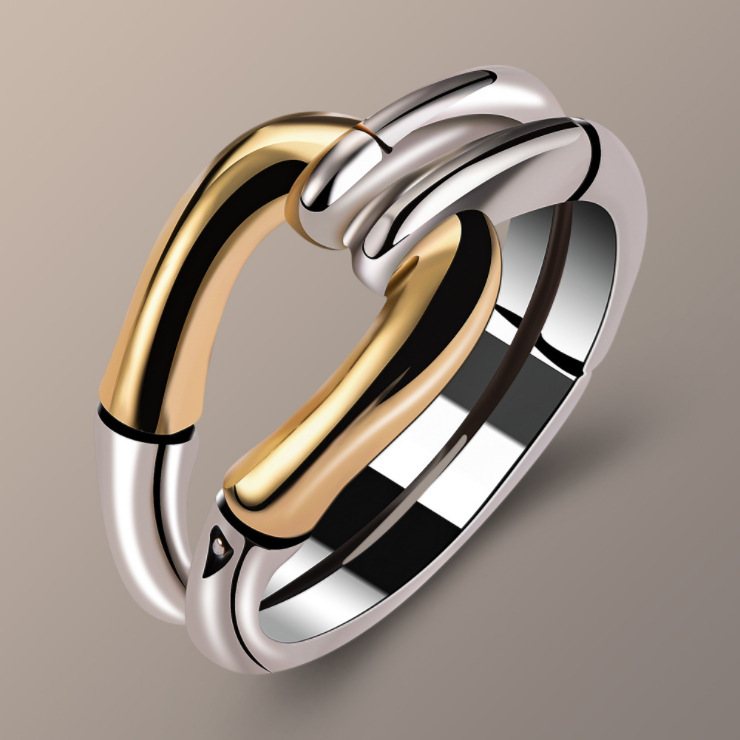 9g Weight 18K Gold Plated Plating Material Wholesale Jewelry IG Style Retro Geometric Copper 18K Gold Plated Plating Rings