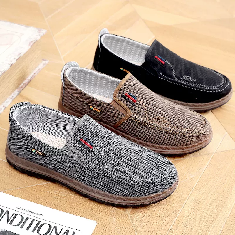 2025夏季新款老北京布鞋软底男鞋防滑透气老年爸爸鞋一脚蹬男鞋