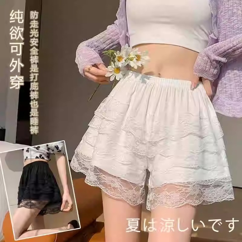 안전 바지 여성의 흰색 레이스 가벼운 여름 얇은 비 컬링은 반바지 jk 보험 바지 레깅스를 입을 수 있습니다.