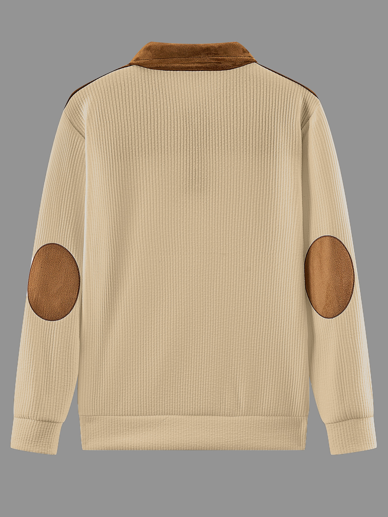 Men's Suede Patchwork Knit Polo Shirt Breathable Casual Pullover_voghion.com