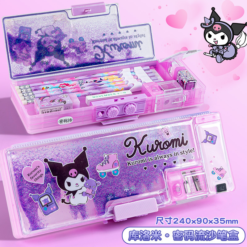 Sanrio caja de lápiz coolometi Yugui perro papelería caja de estudiante de la escuela primaria con monedero femenino lindo lápiz caso