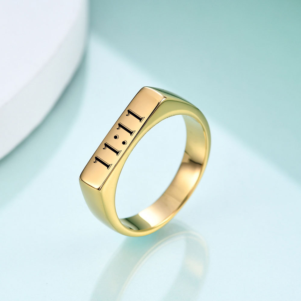 Simple Style Geometric Number Titanium Steel Plating Rings 1 Piece