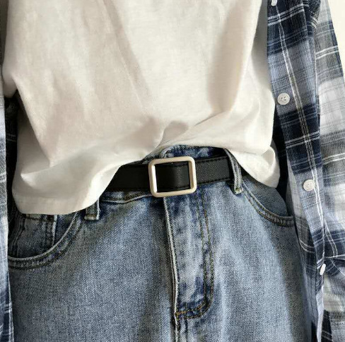 Fábrica al por mayor 2020 nuevo cinturón de hebilla cuadrada sin agujero para mujer cinturón de jeans decorativo simple retro para mujer