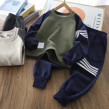 男童套装2025冬款加绒加厚卫衣卫裤两件套韩版时尚中大童运动套装