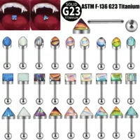 Трансграничный G23 Titanium Oper капельки воды квадратные наружные зубные гвозди языка многоцветная вспышка масла капли прямой стержень 14G пирсинг язык кольцо украшения