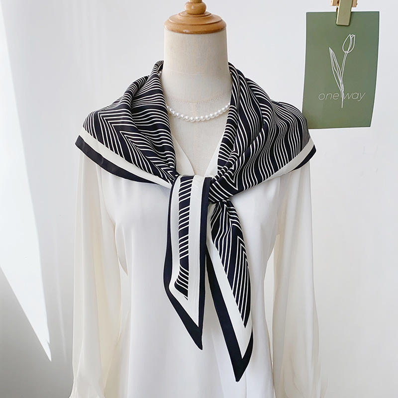 Bufanda triangular delgada de moda, cinturón multifuncional, bufanda de negocios, bufanda de seda estampada de línea de moda de alta gama para damas image 1