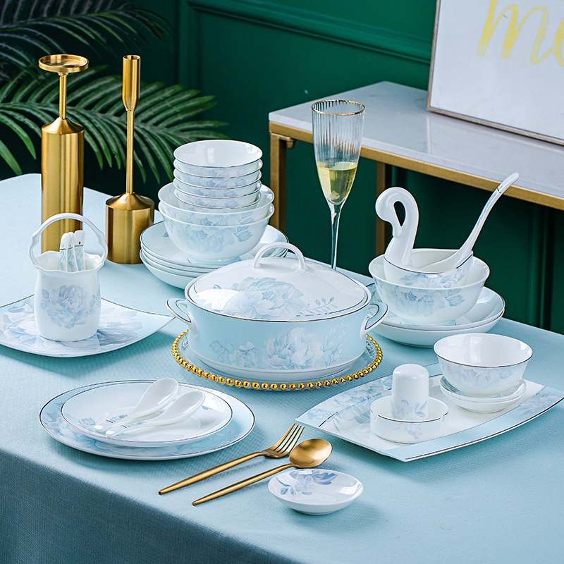 Jingdezhen vajilla de cerámica traje hueso plato China plato nórdico cena hogar vajilla hogar inauguración plato regalo al por mayor