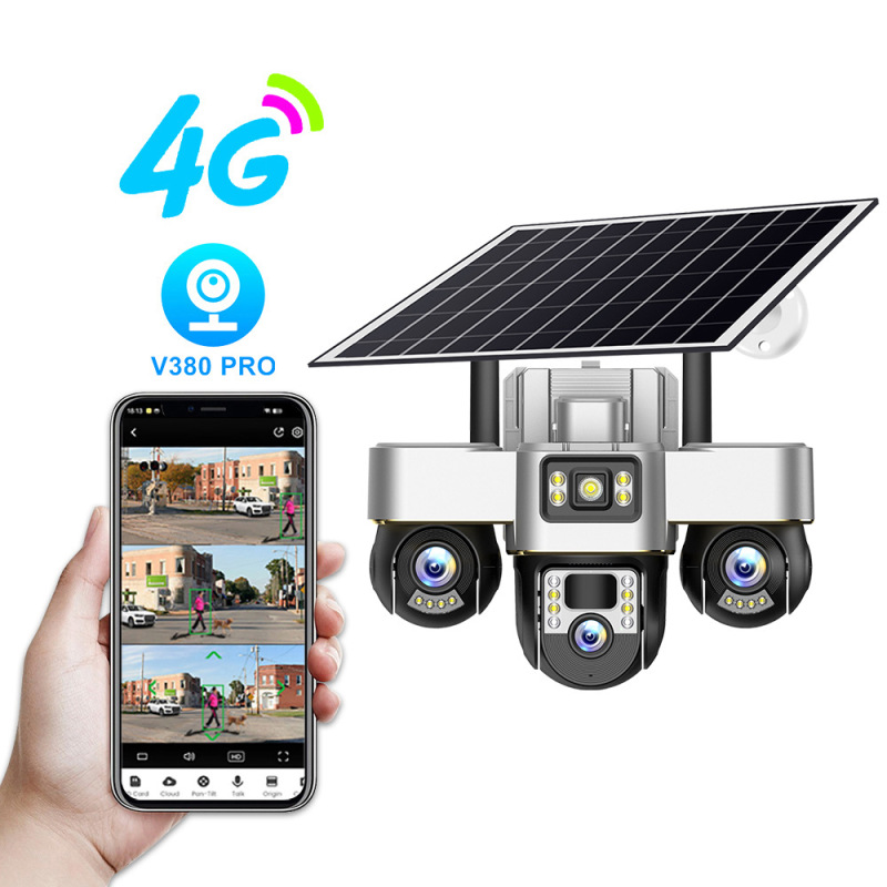 v380pro跨境海外版太阳能三云台监控器4G手机控制摄像头|undefined