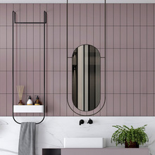 北欧铁艺吊杆浴室镜家用卫生间创意椭圆形镜酒店天花板装饰吊杆镜