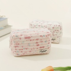 2024新款ins簡約高顏值刺繡條紋彩色碎點八角便攜收納包跨境 廠家