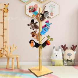 跨境木质木偶支架落地式木偶收纳架商店填充动物娃娃服装展示架